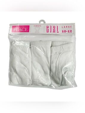 The Children’s Place Girls White Cotton Briefs 3 Pack Size 10-12 Large NWT